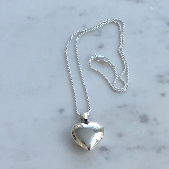 Sterling Silver Puffed Heart Locket Necklace - Picture 10 of 16